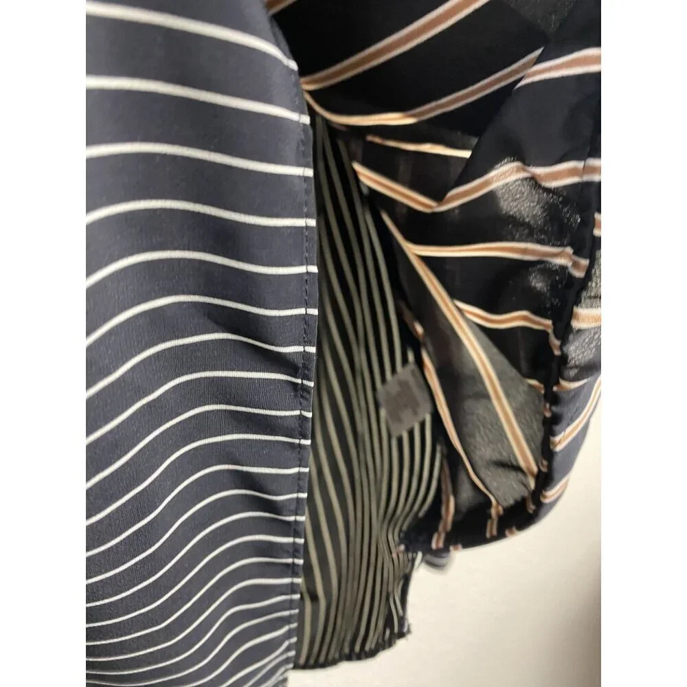 Bailey 44 Airy Faux Wrap Long Sleeve Blouse Top Womens size Medium Stripes Black